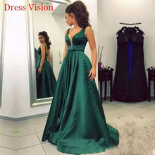 Robe De Soiree горячая Распродажа темно-зеленого цвета с длинными рукавами и v-образным вырезом, платье aвечернее платье выпускного вечера платье вечерние платья Vestido De Fiesta De Boda 2024 - купить недорого