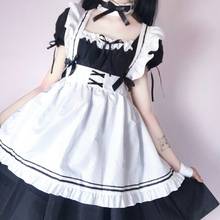 Kawaii Maid Dress Lolita Maid Outfit Cute French Maid Cosplay Costumes Uniform Japanese Puff Sleeve Bandage Dress Waitress 2024 - buy cheap