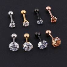 1pc/lot Size 4/6mm 4 Colors Punk Medical Stainless Titanium Steel Needle Zircon Crystal Stud Earrings For Men Women Party 2024 - buy cheap