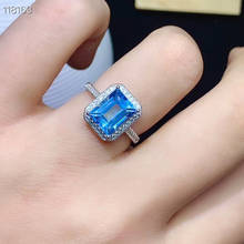 Joyería anillo de Topacio azul claro para fiesta 7mm * 9mm, anillo de plata de topacio Natural 925, joyería de topacio de plata 2024 - compra barato