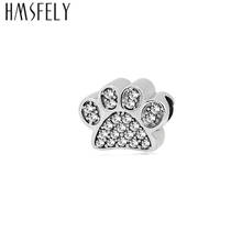 HMSFELY 316L Stainless Steel Crystal Charm Beads Dog Foot Shape Accessories Beads For DIY Bracelet Necklace Jewelry making 4pcs 2024 - buy cheap