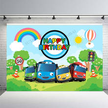 Desenhos animados tayo ônibus tema do carro recém-nascidos crianças 1st festa de aniversário photocall pano de fundo para fotografia estúdio foto cabine prop 2024 - compre barato