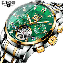 2021 LIGE New Green Business Mens Watches Top Brand Luxury LIGE Tourbillon Sport Mechanical Watch Men Fashion Automatic Watch 2024 - buy cheap