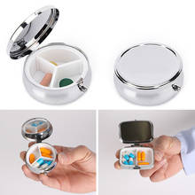 Folding Metal Pill Box Organizer Round Silver Color Medicine Tablet Holder Storage Travel Pill Container Small Case 2024 - buy cheap