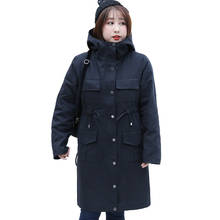 Oversize Autumn Winter Tooling Jacket Women Add-cotton Hooded Windproof Outerwear Female Plus size 3XL-8XL Long Windbreaker G737 2024 - buy cheap