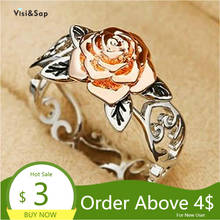 Visisap Rose Gold Two Color Flower Hollow Out Rings for Women Retro Fashion Engagement Wedding Ring Jewelry Dropshipping B2588 2024 - buy cheap