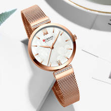 CURREN-reloj de oro rosa para mujer, pulsera de acero inoxidable con hermosas flores, femenino 2024 - compra barato
