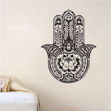 Calcomanías de pared de Lotus Hamsa para sala de estar, arte de vinilo, decoración del hogar, autoadhesivo, Adhesivo de pared de Buda indio 2024 - compra barato