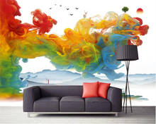 beibehang Customized decorative painting papel de parede wallpaper Nordic minimalist abstract watercolor smoke background 2024 - buy cheap