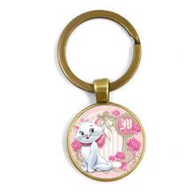 Anime Cartoon Cat Glass Cabochon Keychain The Aristocats Cute Women Jewelry Marie Cat Fashion Keyring Holder For Women Kids Gift 2024 - buy cheap