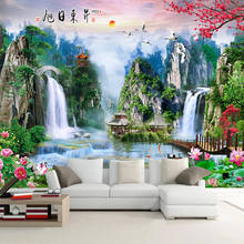 Papel de parede personalizado em qualquer tamanho, mural 3d cascata natureza paisagem fresca sala de estar tv sofá quarto decoração de casa papel de parede 3 d 2024 - compre barato