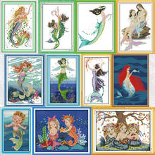 Mermaid series Counted Cross Stitch 11CT 14CT DIY Embroidery Thread Sets Home Decoration Needlework Print Cross Stitch Kits 2024 - buy cheap