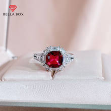 BELLA BOX Luxury 925 Sterling Silver Ring With Round Shape Ruby Gemstones Open Adjust Size Silver Fine jewelry Gift wholesale 2024 - buy cheap