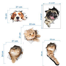 Adesivo de parede para banheiro-gato 3d, decalque decorativo de parede de sanita, decalque engraçado com animais, arte de mural de pvc 2024 - compre barato