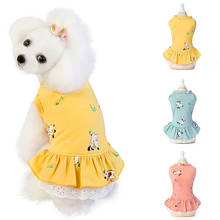 Хлопковая юбка для кошек и собак, летняя одежда с принтом для маленьких собак, Йорков, чихуахуа, одежда для щенков, одежда для маленьких собак 2024 - купить недорого