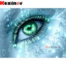 Kexinzu pintura completa em 5d, faça você mesmo, quadrado, redondo, diamante, "olhos verdes", mosaico 3d, decoração em ponto cruz, presente, x4561 2024 - compre barato