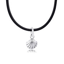 Black Leather Seashell Choker Necklace Fit Original European Charms Sterling Silver Necklace For Woman DIY Fashion Jewelry 2024 - buy cheap