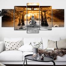 Estatua de Buda para decoración de pared, Póster Artístico para sentarse en el agua, pintura en lienzo, foto, 5 uds., impresiones en Hd, decoración para sala de estar 2024 - compra barato