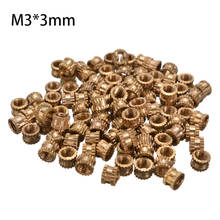 100pcs 4.2mm Diameter Round Metal Knurl Thread Insert Nuts M3*3mm Threaded Brass Tone 2024 - buy cheap