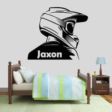 Adesivo de parede personalizado com nome, arte motocross, janela de vinil, para crianças, meninos, quarto do berçário, decoração interior e386 2024 - compre barato