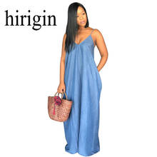 Hirigin vestido longo feminino, estilo boho, com costas de fora, de verão, longo, denim, vestidos soltos, sem alças, tamanhos grandes, 2020 2024 - compre barato