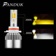Panduk lâmpada de farol automotivo, 2 peças, led h1 h3 h4 h7 h1 super brilhante 3000k 6000k, farol de cor dupla h11 9005 led 9006 hb4 880 2024 - compre barato