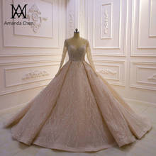 Роскошное блестящее свадебное платье vestito da sposa на заказ с длинным рукавом 2024 - купить недорого