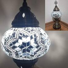 Lámpara de mosaico bohemio para dormitorio, luz de cristal de mesita de noche, individual, marroquí, inglés, lámpara Globo de Cristal, blanco 2024 - compra barato
