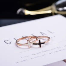 YUN RUO 316 L ювелирные изделия из титановой стали, кольцо с крестом на годовщину, мозаичное кольцо с фианитами и кристаллами, розовое золото, Модный женский подарок, никогда не выцветает 2024 - купить недорого