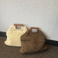 Casual Large Capacity Tote Straw Bags Wicker Woven Wooden Handle Women Handbags Rattan Summer Beach Bag Lady Bali Big Purse 2021 2024 - buy cheap