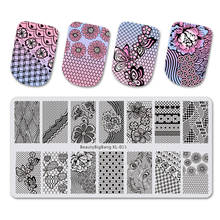 BeautyBigBang Stamping Plate Summer Flower Theme Lace Rectangle Nail Template Floral Patterns For Manicure Stainless steel Plate 2024 - buy cheap