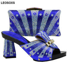 Blue Color Shoes and Bag Set Decorated with Rhinestone African Shoe and Bag Set for Party In Women Nigerian Shoes and Bag Sets 2024 - buy cheap