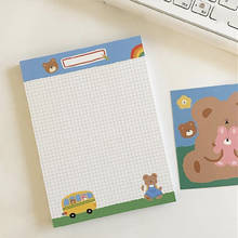 Korean Ins Cartoon Cute Bear Grid Memo Pad B5A5 Student Kawaii Note Paper Loose Leaf Notebook diary school supplies Stationery 2024 - buy cheap