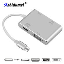 Hot 4 in 1 USB 3.1 USB C Type C to HDMI-compatible VGA DVI USB 3.0 Adapter Cable for Laptop Apple USB C HUB Splitter 2024 - buy cheap