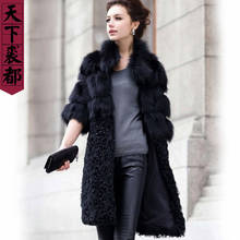 Natural Genuine Fox Fur Coat Winter Lady Warm Real Fox Fur And Lamb Fur Jacket Coat Fashion Long Authentic Fox Fur Overcoats 2024 - buy cheap