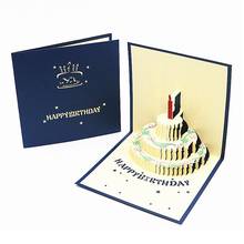 Feliz cumpleaños amante aniversario invitaciones pastel 3D tarjeta de felicitación postal 2024 - compra barato