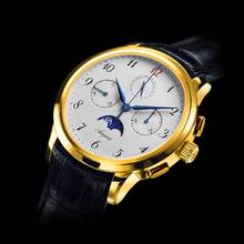 Moda masculina piloto st1908 cronógrafo relógio calendário safira 1963 movimento gaivota masculino relógios fase da lua negócios masculino 2024 - compre barato