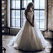 Elegant Tulle Lace Applique Wedding Dresses Sleeveless Sweetheart Neck Chapel Train A-Line Bridal Dress Custom Made New Arrival 2024 - buy cheap