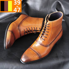 Botas de Estilo Vintage para hombre, zapatos informales con cordones y cremallera lateral, a la moda, para primavera y otoño, novedad 2024 - compra barato