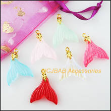 12Pcs Mixed Glass Fish Tail Charms Gold Color Leaves Bail 20x24mm 2024 - buy cheap
