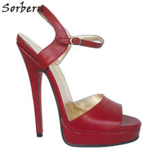 Sorbern 16Cm High Heel Sandals Women Genuine Leather Slingback Platform Summer Shoe Ankle Straps Open Toe Platform Sandals 2024 - buy cheap