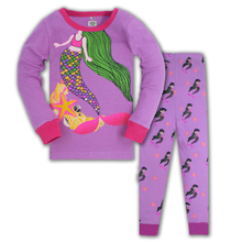 Pijama infantil de algodão estampado com animais, roupa de dormir feminina conjuntos de roupas para crianças 2024 - compre barato
