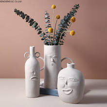 Abstract Human Face Ceramic Vase Nordic Home Living Room Decoration Dried Flower Flower Arrangement Decoration Ornaments 2024 - buy cheap