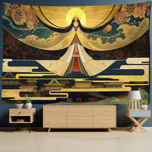 Tapeçaria japonesa antiga, tapeçaria de personagem de desenho animado, arte, lua, hippie, boêmia, decoração de estúdio de quarto de crianças 2024 - compre barato