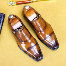 Zapatos Oxford con correa de monje para hombre, calzado Formal de vestir con hebilla de cuero genuino hecho a mano, para boda y oficina 2024 - compra barato