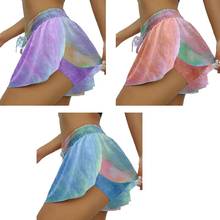 Women 2 In 1 Running Shorts with Liner Gradient Tie-Dye Flowy Ruffles Shorts Skirts Drawstring Mid Rise Sports Gym Loose Shorts 2024 - buy cheap