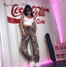 Mulheres da Cópia do Leopardo Solto Corredores Sweatpant Das Mulheres Moda Cintura Alta Streetwear Harajuku Harem Pants Ladies Calças Capris 2024 - compre barato