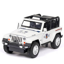 Модель автомобиля Jeep-Wrangler из металлического сплава в масштабе 1:32, модель полицейского автомобиля из литого под давлением, акустическая модель, модель для мальчиков-автомобилей 2024 - купить недорого
