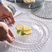 Platos de cena de vidrio de trazo dorado, plato de postre De plato principal minimalista, bandeja de servicio de restaurante de Hotel, vajilla de cocina para el hogar 2024 - compra barato