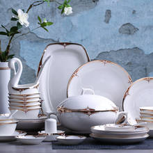 60 pieces of authentic Tangshan bone china tableware, dishes and plates set bowls 2024 - buy cheap